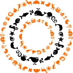 set of animals and birds cute icons elements