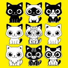 Set Of Different Adorable Cartoon Cats Isolated N2