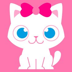 Adorable Cartoon Cat With Pink Bow Isolated N2