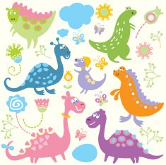set of little dinosaurs