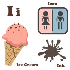 Alphabet I letter Ice Cream Icon Ink