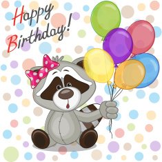 Raccoon with balloons