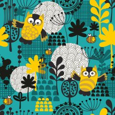 Seamless background with owls