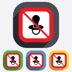 Baby's dummy sign icon No Child pacifier symbol