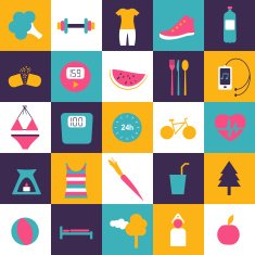 Flat icon Slim and fitness icon collection Vector shapes