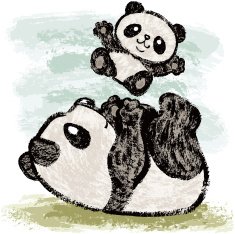 Panda mother and child