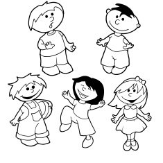 Vector hand drawn set - happy multi racial children