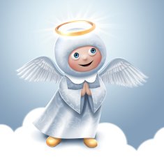 cute praying angel character in heaven N2