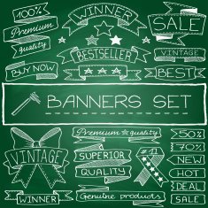 Hand drawn banner and tag icons