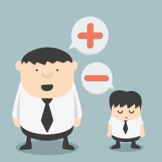 Businessman with negative and Obese positive t