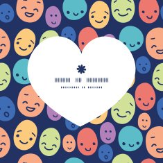 Vector funny faces heart silhouette pattern frame N2