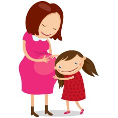 girl hugging pregnant mother's belly N3