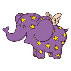 Cute doodle flying elephant N3