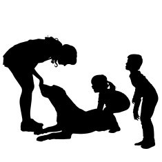 Vector silhouette of a family N105
