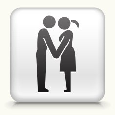 Square Button with Couple Holding Hands