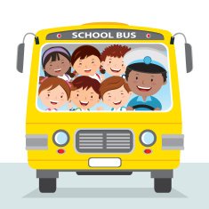 Cheerful school bus driver and children free image download