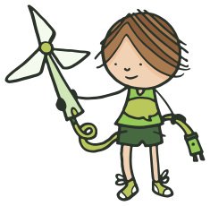 Child holding a wind turbine
