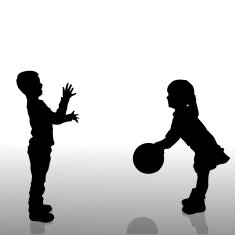 Vector silhouette of children N380