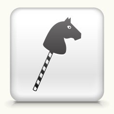 Square Button with Stick Horse