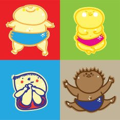 Four Newborn Babies in Different Poses