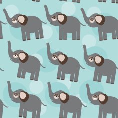 Elephant Seamless pattern with funny cute animal on blue background
