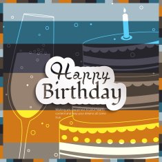 Vector birthday card on stripes colorful background N2