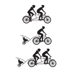 Silhouette of family on bicycles Bicycle and tandem-bicycle