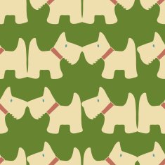 Cute little scotch terriers dog silhouette seamless pattern