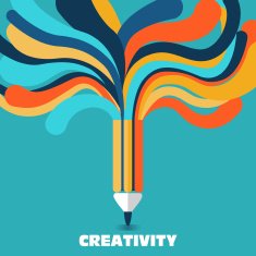 Creative and idea vector concept A pencil with colorful lines