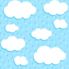 Seamless pattern with clouds and rain
