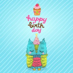 Happy Birthday greeting background with an owl N16