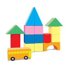Baby building blocks with bus and blank