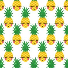 Seamless pattern with smiling sleeping pineapples for kids holidays