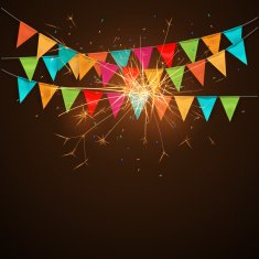 Festive background with flags sparklers vector