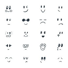 Set of hand drawn funny smiley faces Sketched facial expression