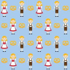 Bavarian children in traditional clothing seamless vector pattern