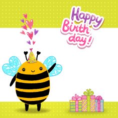 Happy Birthday card background with a bee N12