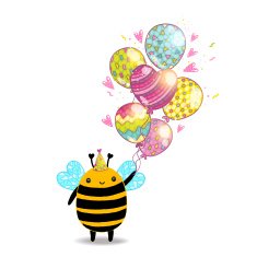 Happy Birthday card background with a bee N16