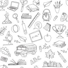 Back to school seamless pattern of kids doodles N6