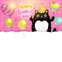 Happy Birthday card background with a cat N9