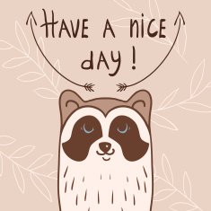 Postcard with pretty raccoon