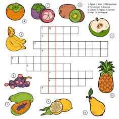 Vector crossword game for children about fruits N3