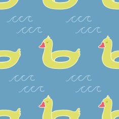 Cute Yellow Summer Duck Seamless vector pattern