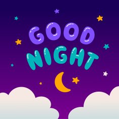 Good night illustration card Lettering clouds and moon