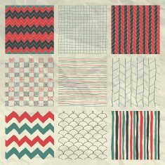Pen Drawing Seamless Patterns on Crumpled Paper Texture N6