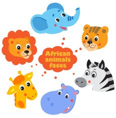 Animals faces icons set N2
