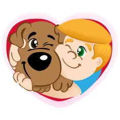 Person Child hugging a dog in heart