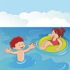 Kids swimming in the sea
