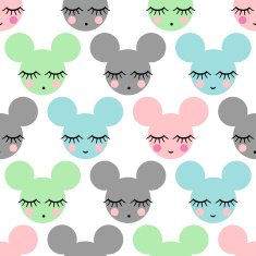 Child drawing style mousy Seamless pattern with smiling sleeping mouse