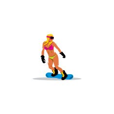 Snowboarding sexy bikini girl sign Vector Illustration